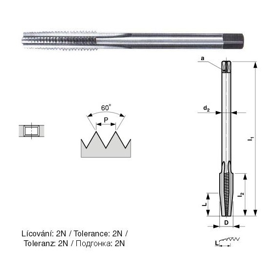 Závitník 3070 M8 2N NO