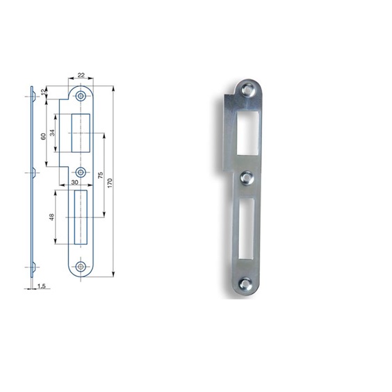 Protiplech K182 P 2/2  Zn bílý    pro rozteč zámků 72mm