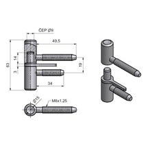 Závěs dveřní s hřebem 60 Zn bílý