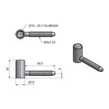 Závěs dveřní  60/10 M8             VD  Zn žlutý