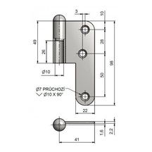 Závěs dveřní T5 HD P Zn bílý