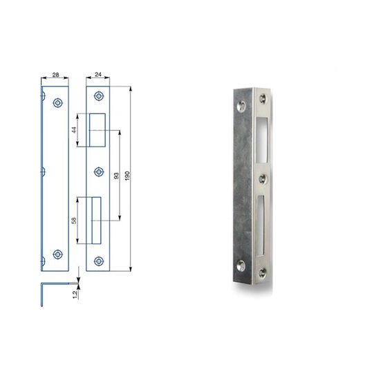 Protiplech 02-03 L 1/1   Zn bílý   pro rozteč zámků 72,90mm