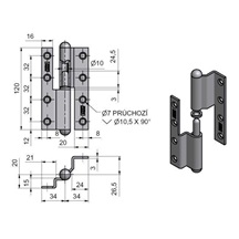 Závěs dveřní lomený 120 P Lak černý