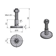 Šroub regulační průměr 35mm  /závit M8/