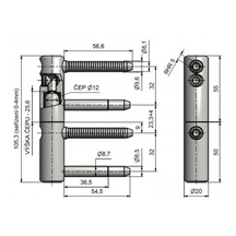 Závěs dveřní TRIO 20 DZ  kompletní Zn žlutý