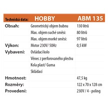 Míchačka ABM   135l /220V /složená/