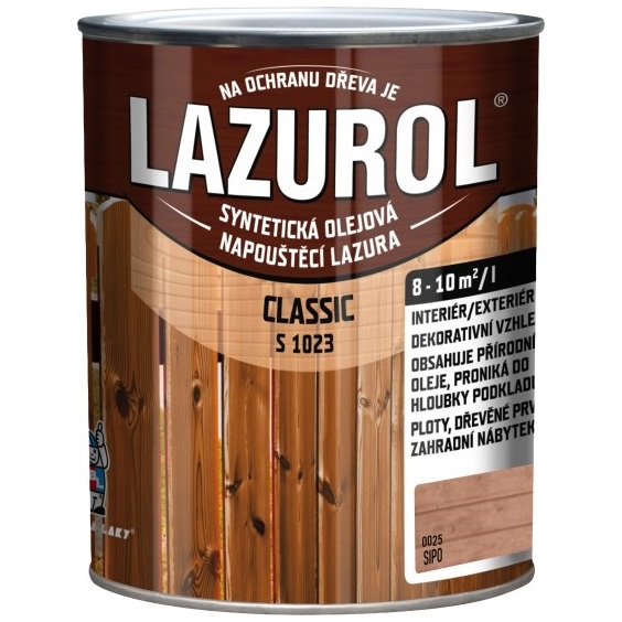LAZUROL S1023/025 Classic na dřevo, interiér a exteriér, sipo, 750 ml