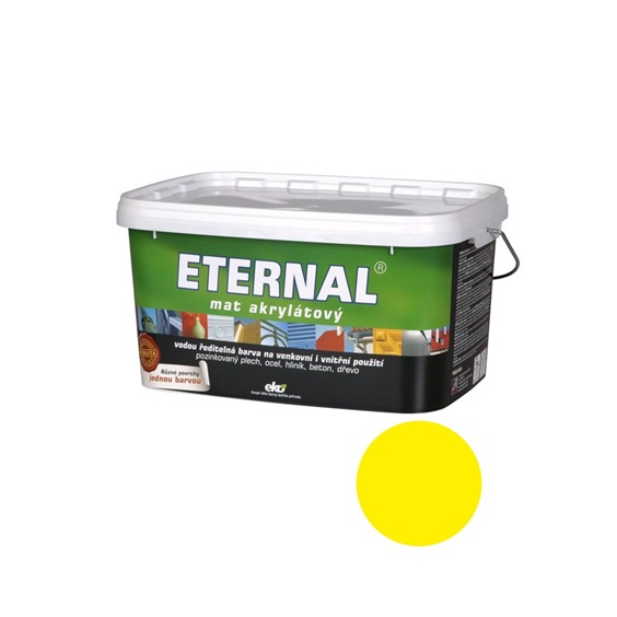 Eternal mat akrylátový univerzální barva na dřevo kov beton, 17 žlutá, 5 kg