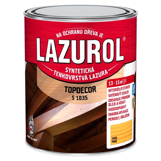 LAZUROL TOPDECOR S1035/T20 na dřevo, interiér a exteriér, palisandr, 4,5 l