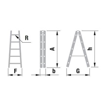 Žebřík dvojitý A 8910 2x10 štafle/284cm