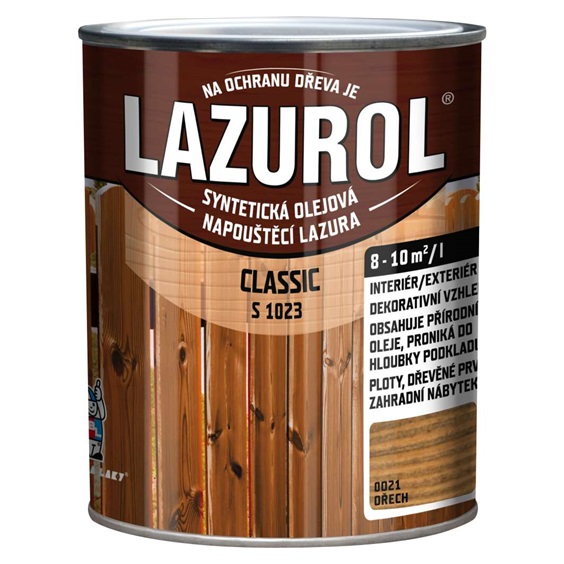 LAZUROL S1023/021 Classic na dřevo, interiér a exteriér, ořech, 750 ml