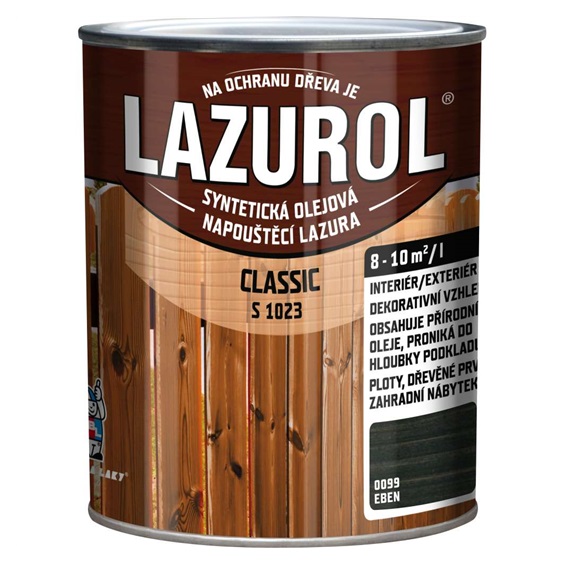 LAZUROL S1023/099 Classic na dřevo, interiér a exteriér, eben, 750 ml