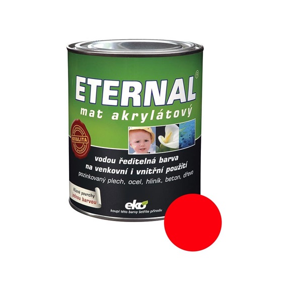 Eternal mat akrylátový univerzální barva na dřevo kov beton, 18 červená jahoda, 700 g