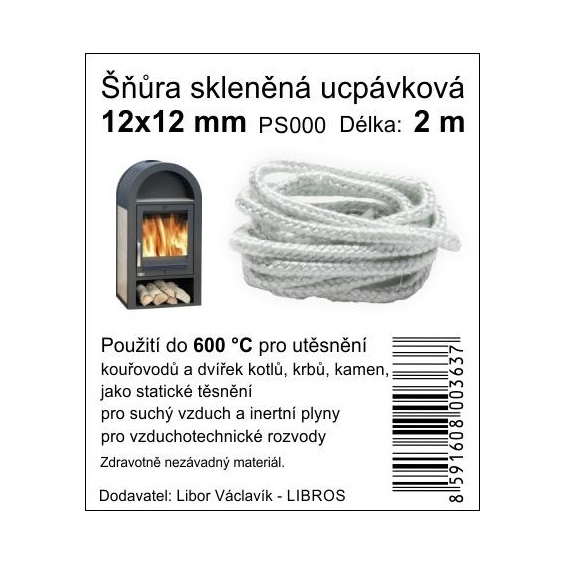Šňůra skleněná ucpávková PS000 12x12/2m