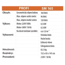 Míchačka SM145S 140L/380V 140/85/0,5kW/složená