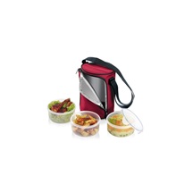 Jídlonosič FRESHBOX, se 3 dózami 1.5 l, bordeaux