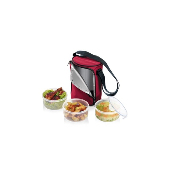 Jídlonosič FRESHBOX, se 3 dózami 1.5 l, bordeaux