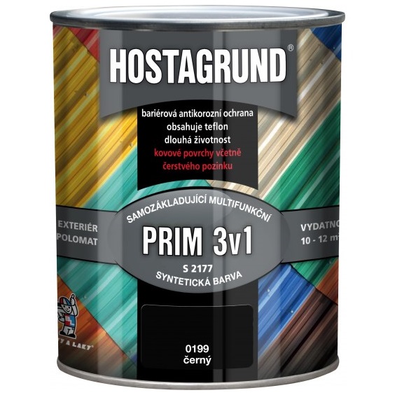 Hostagrund Prim 3v1 S2177 základní i vrchní barva na kov, 0199 černá, 600 ml