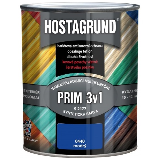 Hostagrund Prim 3v1 S2177 základní i vrchní barva na kov, 0440 modrá, 600 ml
