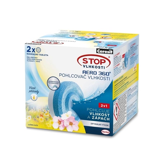Pohlcovač vlhkosti Ceresit aero -náhradní tablety 2x 450g LUČNÍ KVÍTÍ