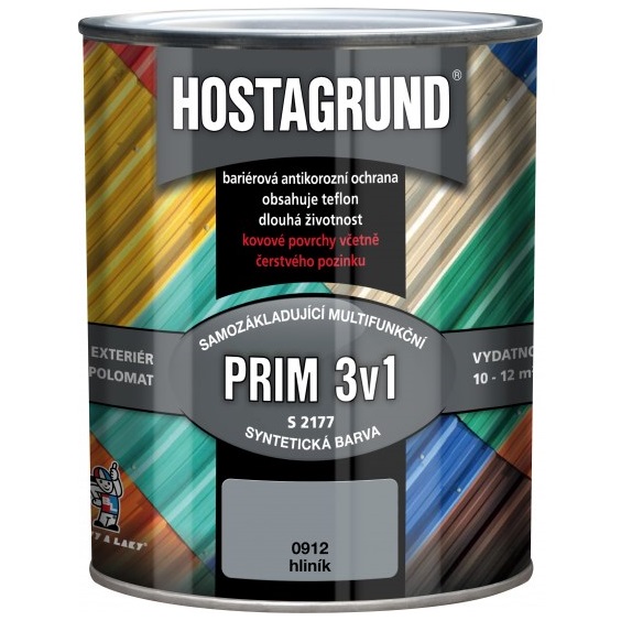 Hostagrund Prim 3v1 S2177 základní i vrchní barva na kov, 0912 hliník, 600 ml