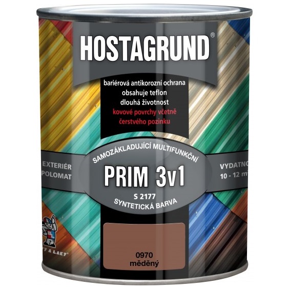 Hostagrund Prim 3v1 S2177 základní i vrchní barva na kov, 0970 měď, 600 ml