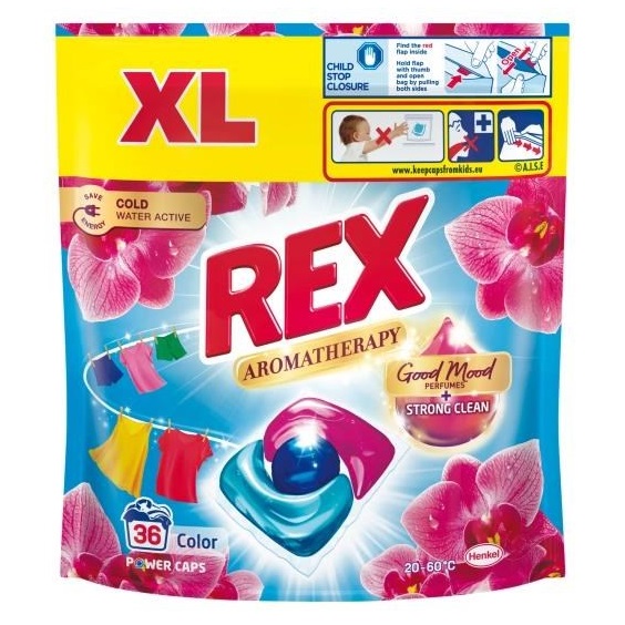 Kapsle na praní REX Aromatherapy Orchid Color 36 praní, 432g