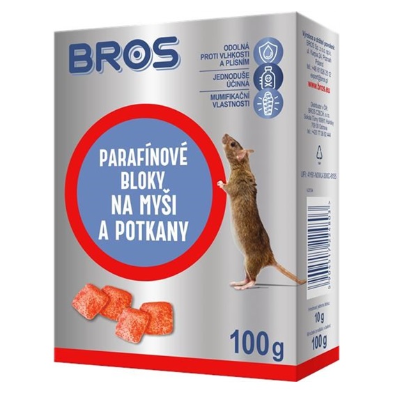 BROS parafinové bloky na myší, krysy a potkany 100g