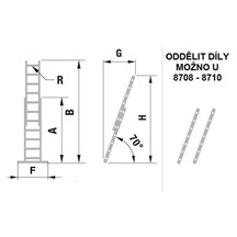 Žebřík dvoudílný výsuvný  8710 AL 496cm/PROFI/2x10 příček
