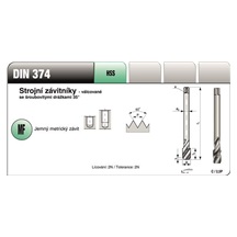 Závitník DIN 374 M12x1,25 HSS šroubovice