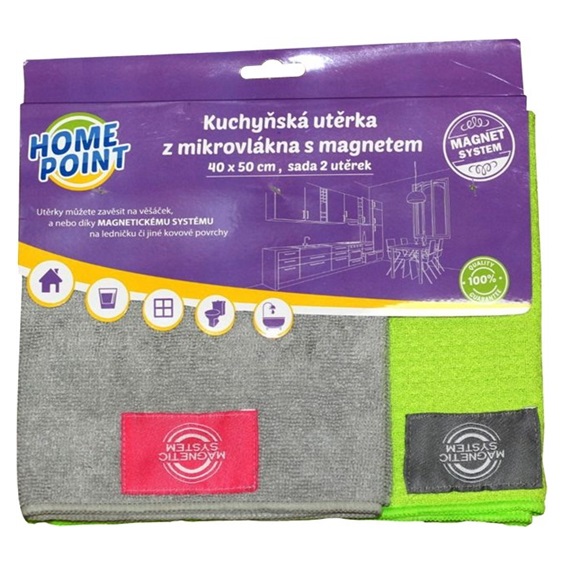 Utěrka mikro kuchyňská s magnetem 2ks 40x50cm