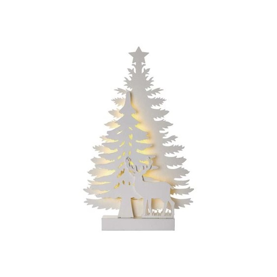 Stromek vánoční LED, 23cm, 2× AA, vnitřní, teplá bílá, čas.