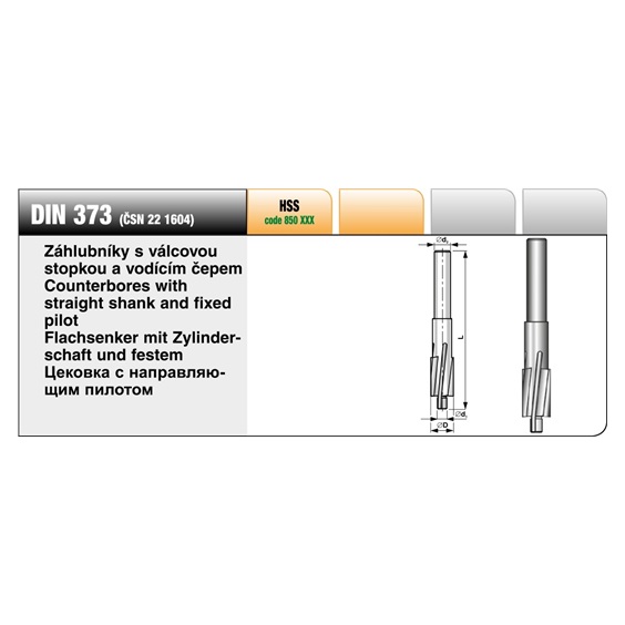 Záhlubník s čepem 10/5,3 HSS válcová stopka