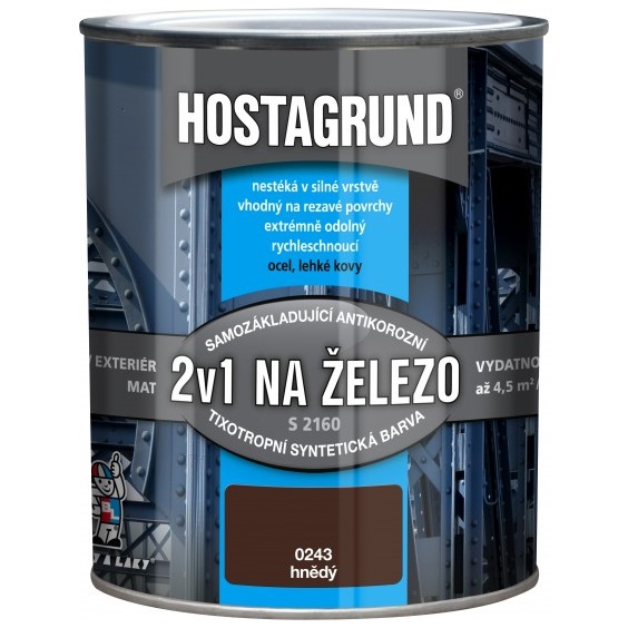 Hostagrund 2v1 S2160 základní i vrchní barva na kov, 0243 hnědá, 600 ml