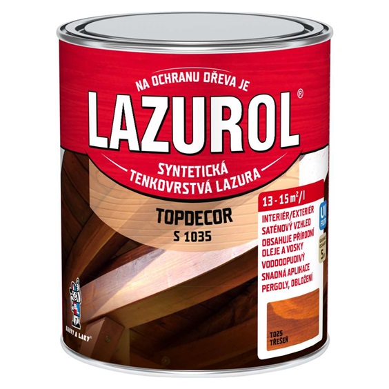 LAZUROL TOPDECOR S1035/025 na dřevo, interiér a exteriér, třešeň, 750ml