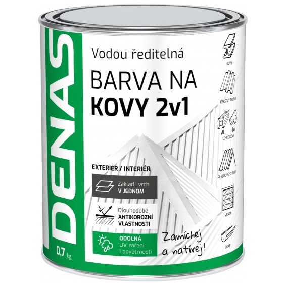 DENAS BARVA NA KOVY 2v1 antikorozní rychleschnoucí barva, 0110 šedá, 700 g