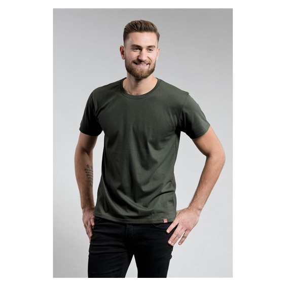 Triko pánské  CityZen vel.3XL dark khaki kulatý výstřih