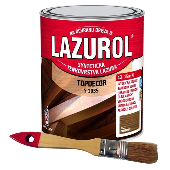 LAZUROL TOPDECOR S1035/022 na dřevo, interiér a exteriér, palisandr, 750 ml
