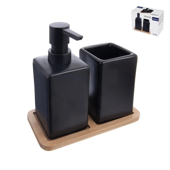 Sada koupelnová dolomit/bambus 2+1 černá