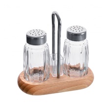 Kořenka sklo/nerez se stojanem WOODEN 2 ks