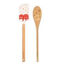 Stěrka kuch. sil./dřevo+vařečka DOMKY zlatá