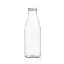 Láhev sklo+víčko na mléko 1 l čirá