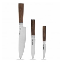 Nůž kuchyňský nerez WOODEN sada 3 ks