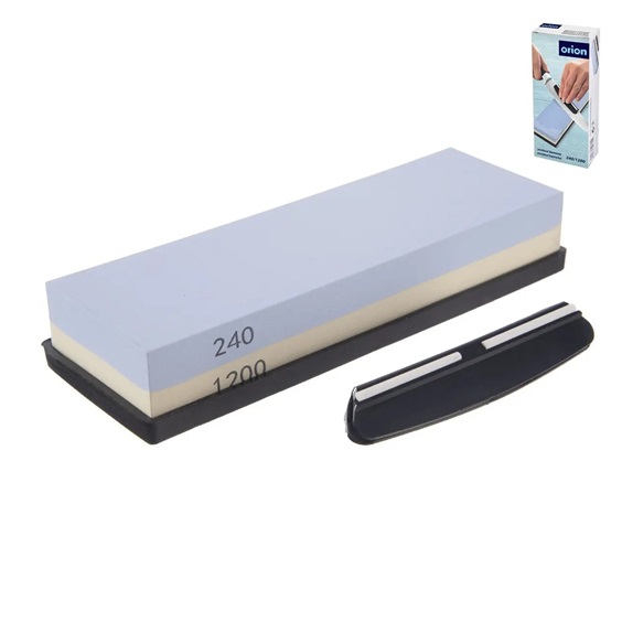 Kámen brusný korund 240/1200+podložka+úchyt na nože