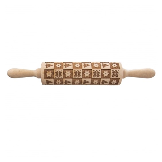 Váleček dřevo Dekor d. 20/38 cm Vánoce