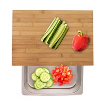 Prkénko bambus 42x29 cm+zásobník nerez