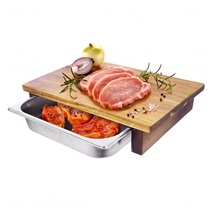 Prkénko bambus 42x29 cm+zásobník nerez