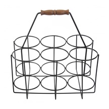 Stojan kov/dřevo RADKA na láhve/sklenice 6 pozic