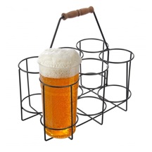 Stojan kov/dřevo RADKA na láhve/sklenice 6 pozic