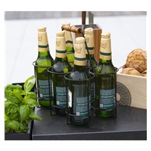 Stojan kov/dřevo RADKA na láhve/sklenice 6 pozic